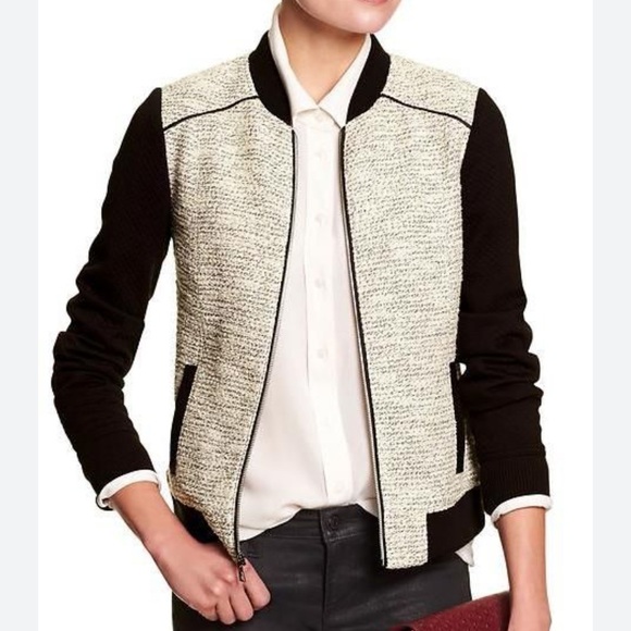 Banana Republic Jackets & Blazers - BANANA REPUBLIC Baseball-Style Boucle Jacket Size Small